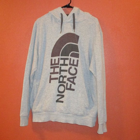 North Face Men Large Gray Black Red Warm Outdoors Long Sleeve Pullover Hoodie - Picture 1 of 10